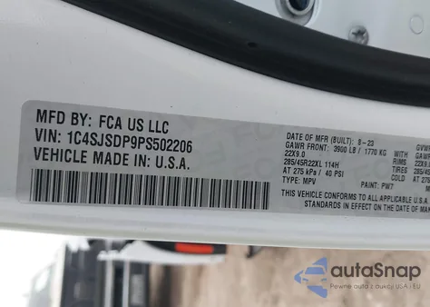 2023 Jeep Wagoneer L Series Iii 4X4 from USA, damaged, VIN 1C4SJSDP9PS502206